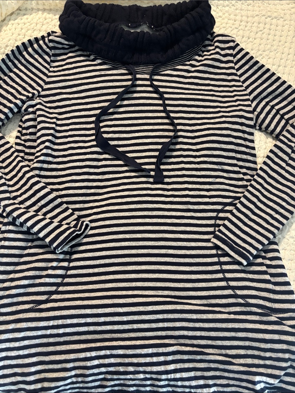 neon buddha Navy and Gray Striped Sweatshirt with Sweater Collar Neck Sz S